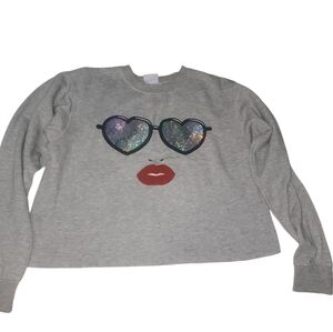 Mighty Fine Sunglasses Face Cropped Sweatshirt sz L